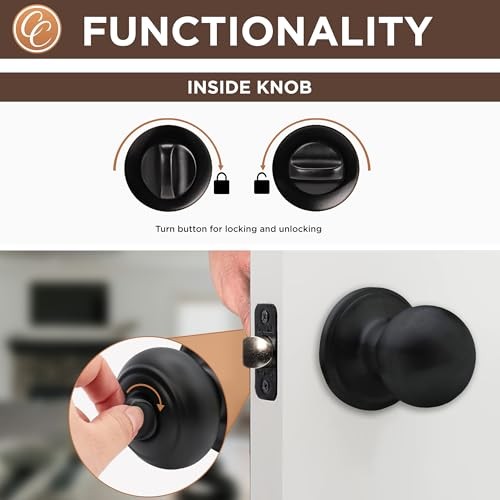 Copper Creek BK2020BC-3 Ball Knob, Passage Function, 3 Count Multipack, Black