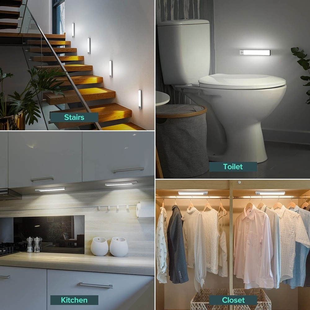 Under Cabinet Lights 3-Pack, Wireless Motion Sensor Lighting with 36 LEDs, 3 ...
