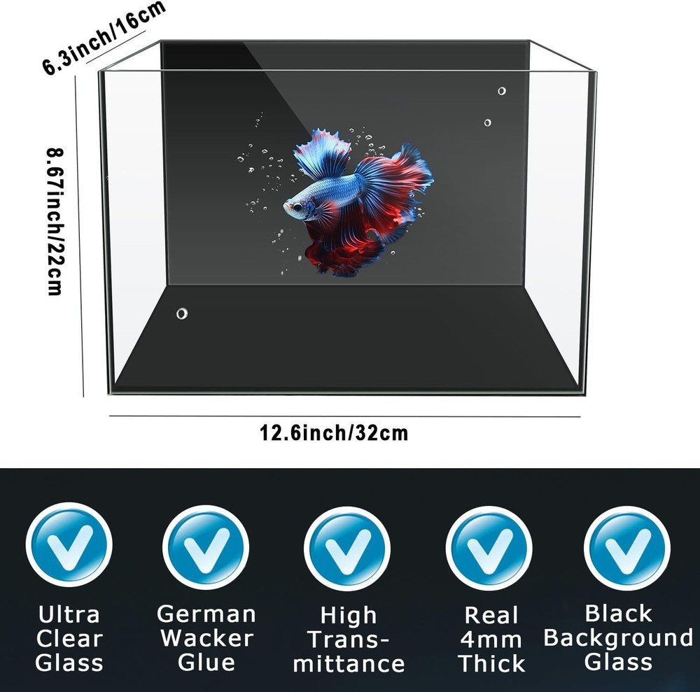 Multi-Functional 3 Gallon Rectangular Aquarium with LED Light & Betta Separator