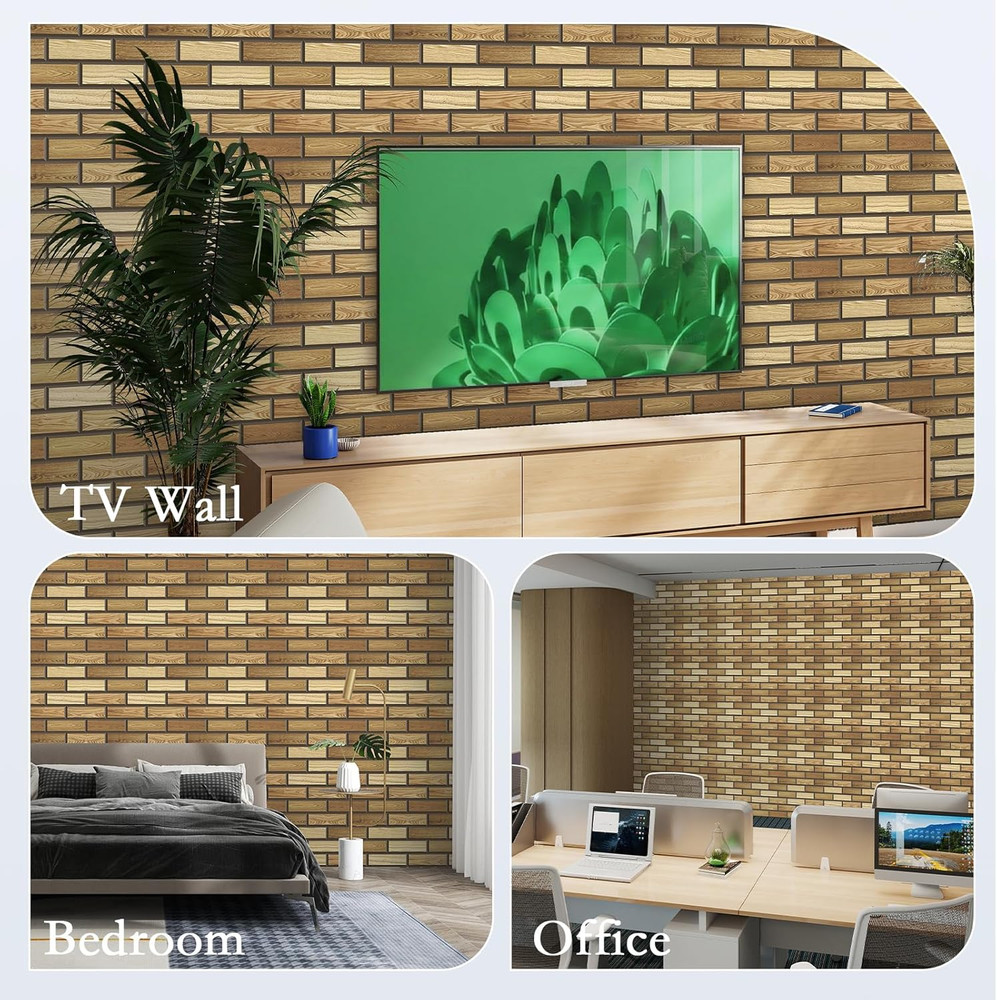 12-Pack 3D Brick Pattern Acoustic Panels, Self-Adhesive Soundproof Foam