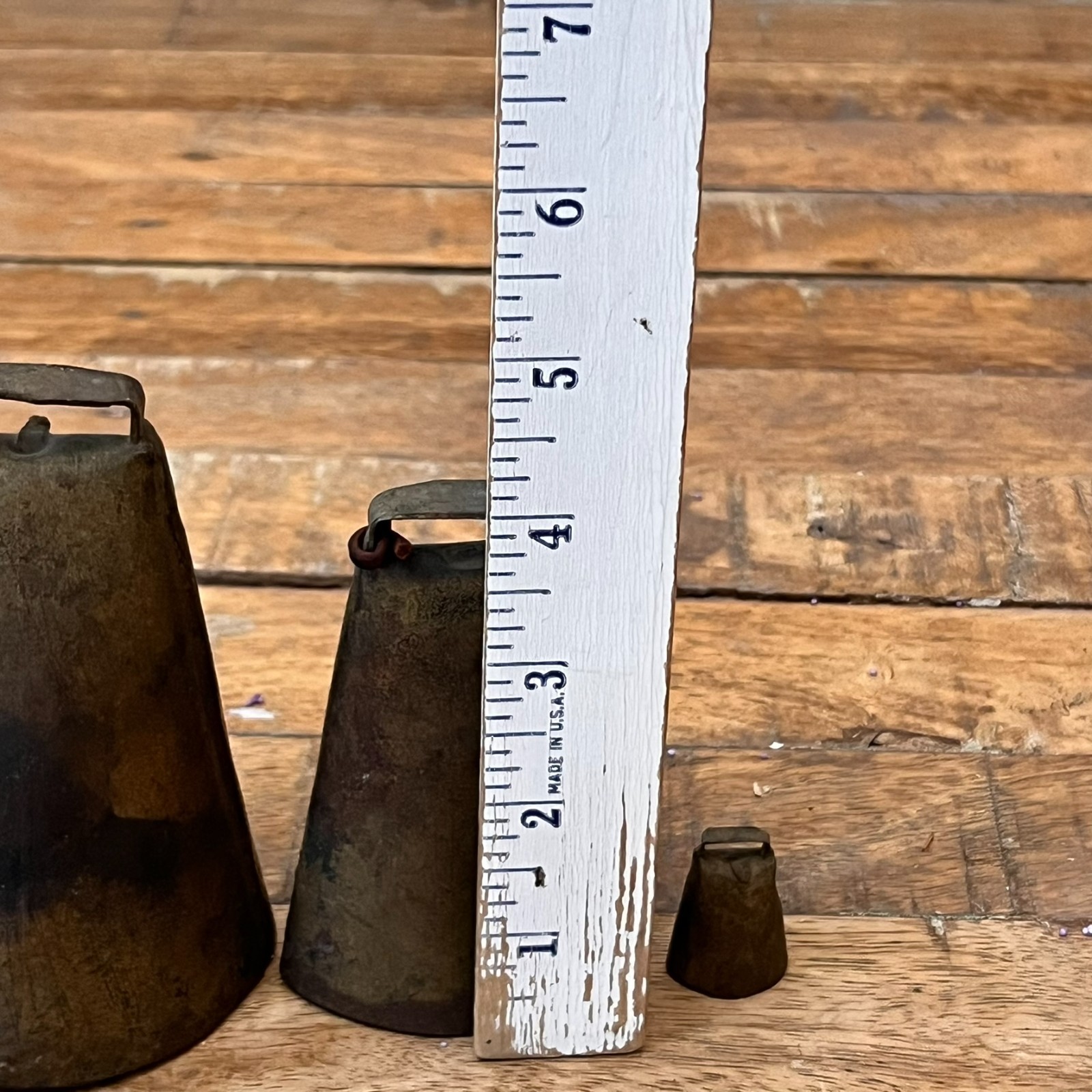 Antique Steel Cow Bells Lot of 3 Original Hand Riveted
