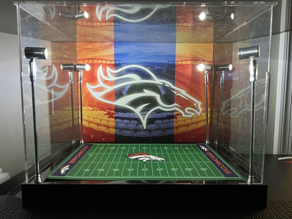 Denver Broncos Custom Full Size Helmet Display With LED Lights