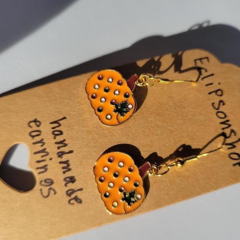 Handmade Gold Pumpkin Earrings