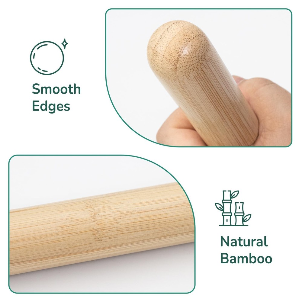 2 PCS Solid Bamboo Massage Stick Sets Warm Bamboo Therapy Massage Tools for F...