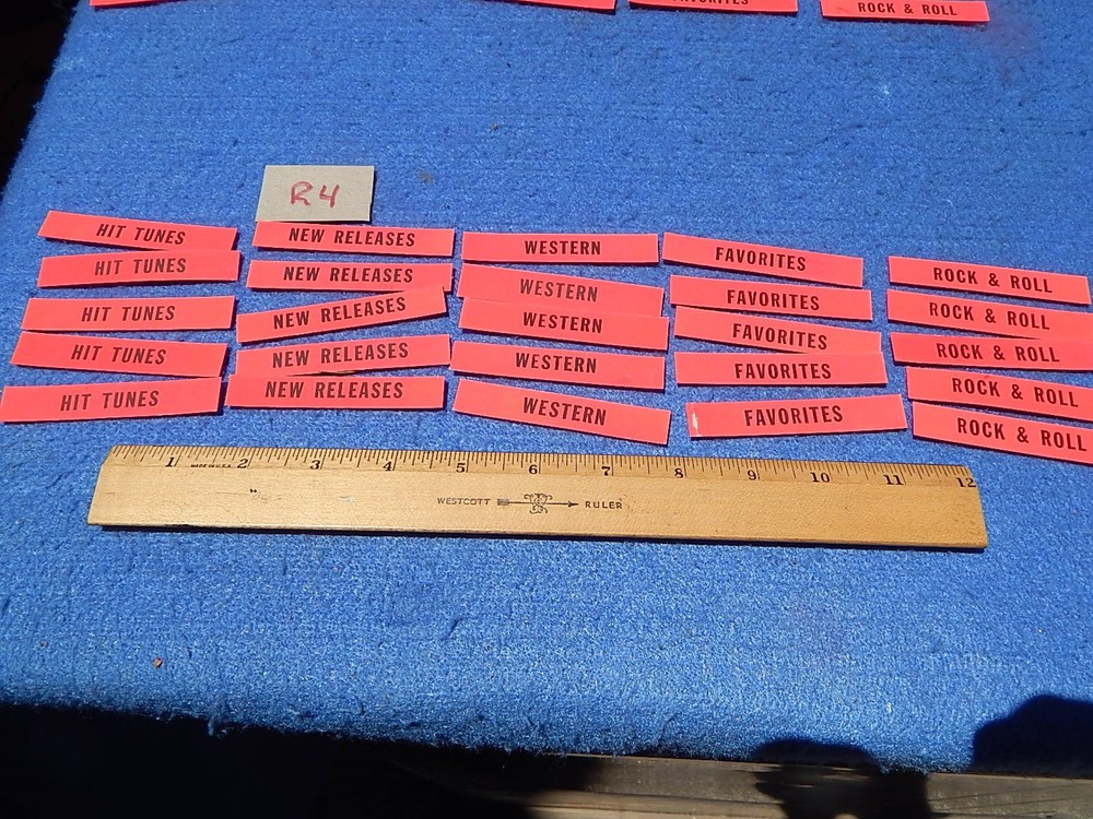 Wurlitzer wallbox 5250 Program Holder Record Classification Strips - 25 each