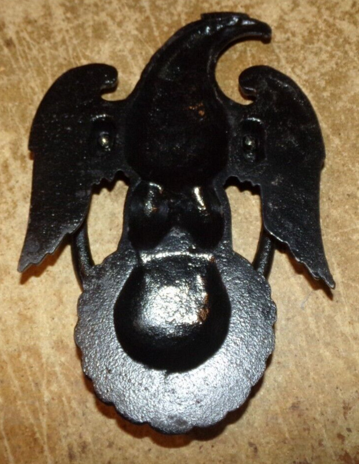 8.5" long metal bald eagle door knocker in nice shape used