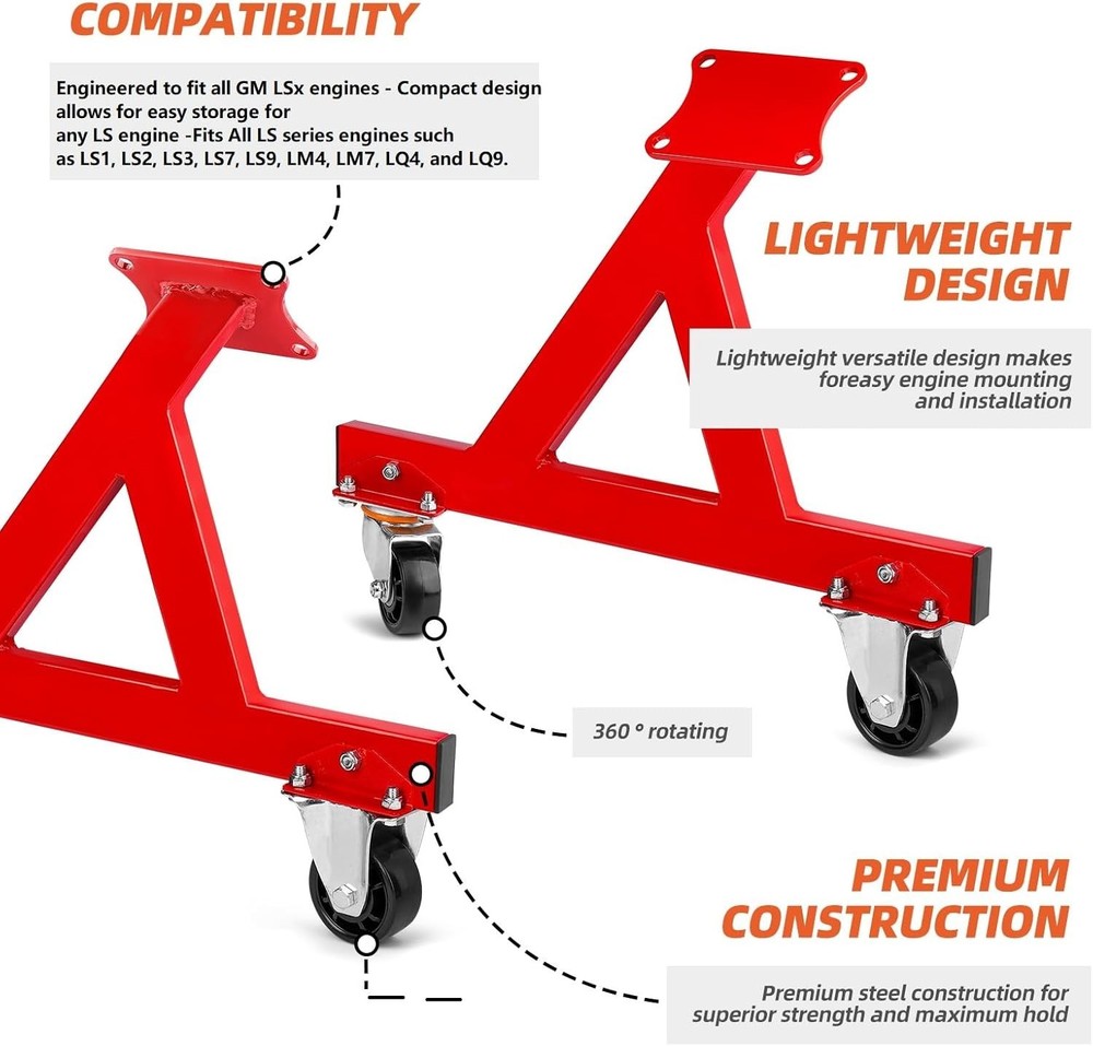 Steel Rolling Engine Cradle Stand for V8 LS Models