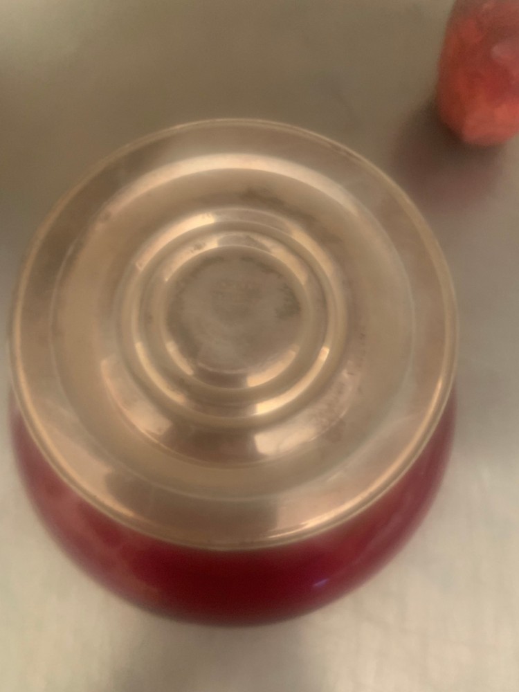 Antique Ruby Red Bowl with Weighted Sterling Candlestick Base - Ex fe6