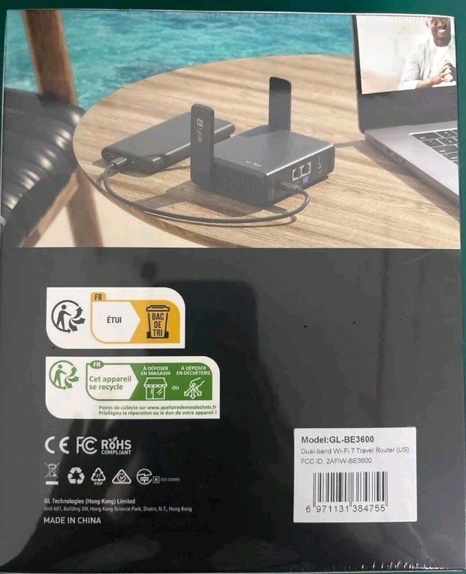 GL.iNet GL-BE3600 (Slate 7) Portable Travel Wireless Router Pocket Wi-Fi 7 VPN