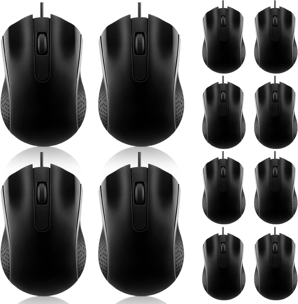 Hoteam 12 Pcs Wired Computer Mouse Bulk Cord USB Computer Mice Ergonomic Wired M