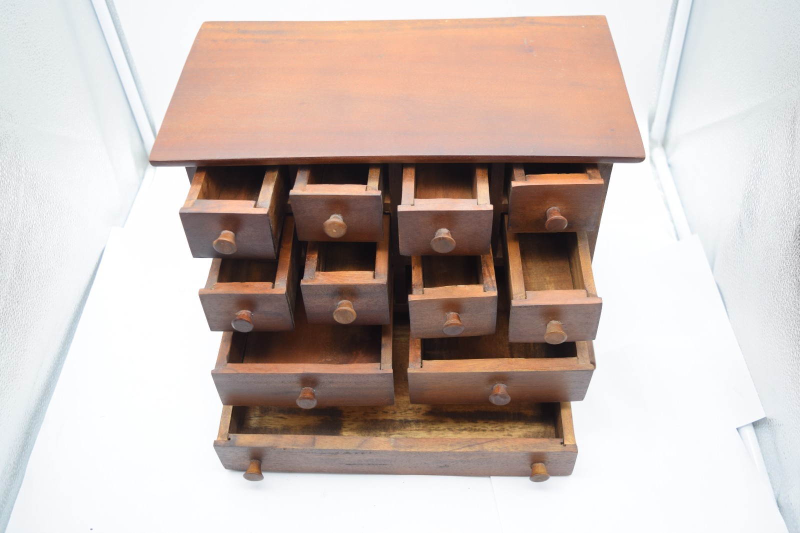 Vintage Wooden Apothecary Cabinet 11 Drawer Desktop Organizer Chest 14x10