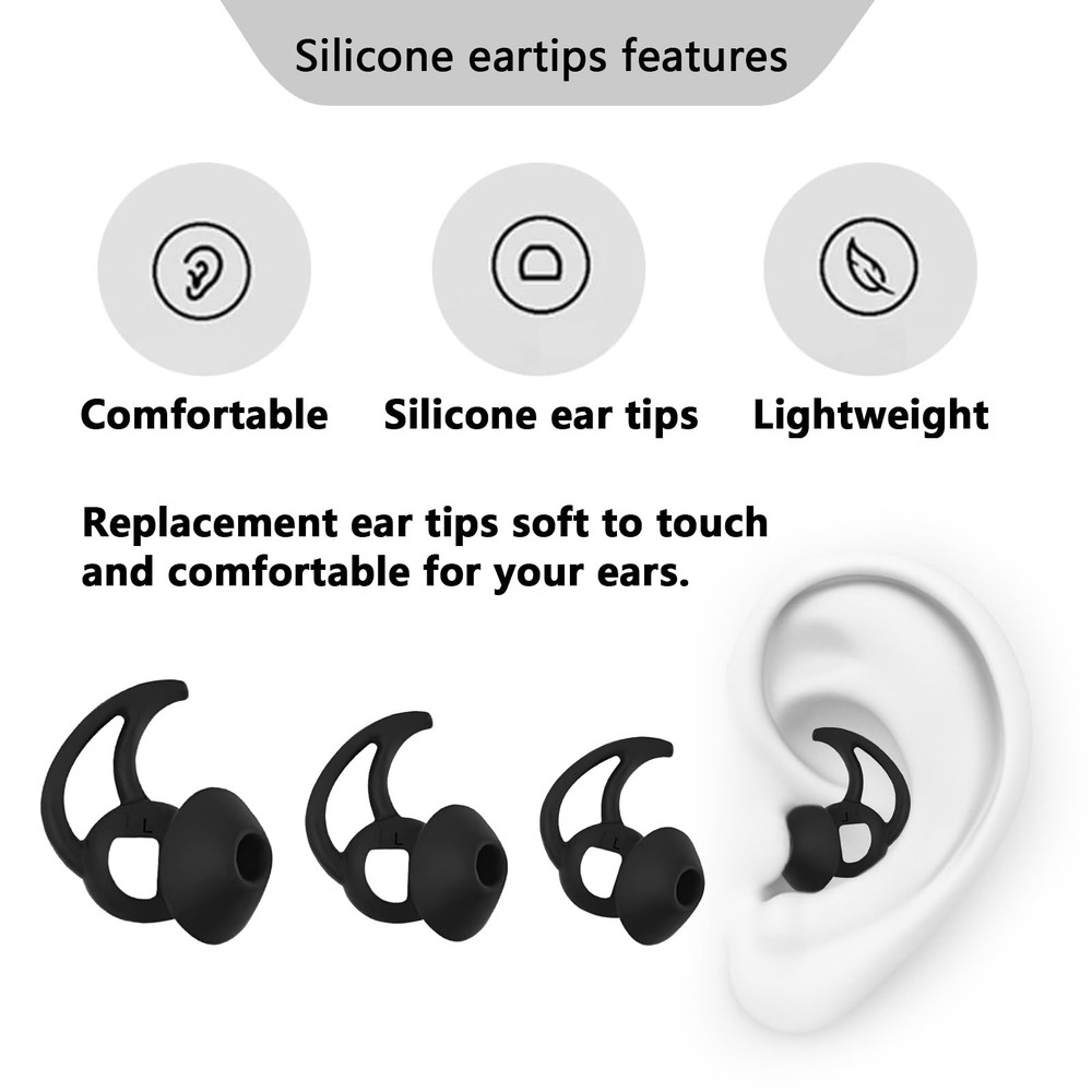 MMYQXI Earbud Replacement Tips Silicone Ear Medium, Black