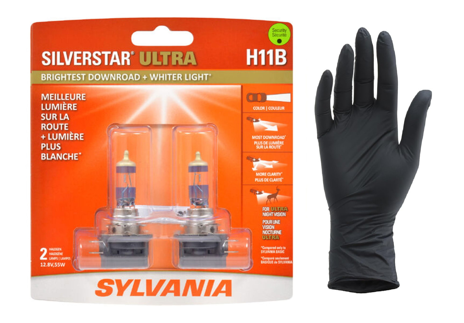 SYLVANIA H11B SilverStar Ultra High Performance Halogen Headlight 2 Bulbs NEW