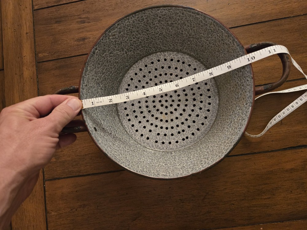 Antique Brown Enamel Colander