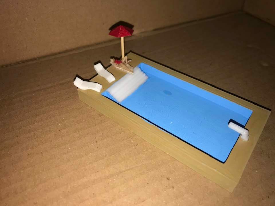 Ho 1/87 Scale Rectangular Swimming Pool Set. (Unpainted)