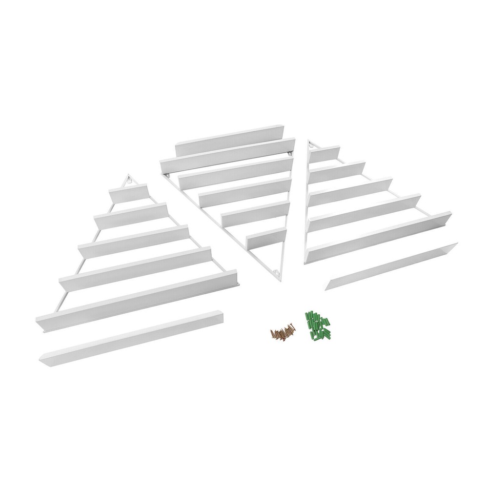 5-Tier Wall-Mounted Triangle Nail Polish Display Rack Set - White