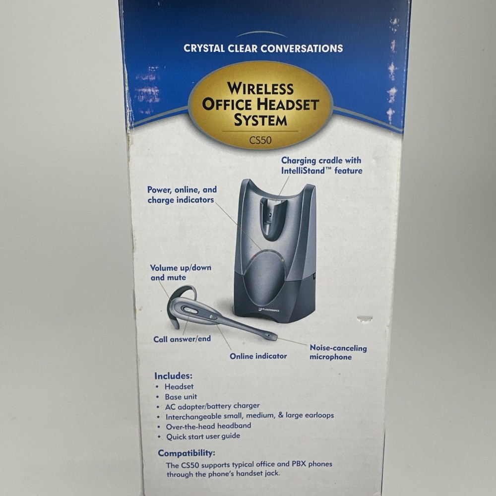 Plantronics CS50 Wireless Headset System Crystal Clear Conversation Complete