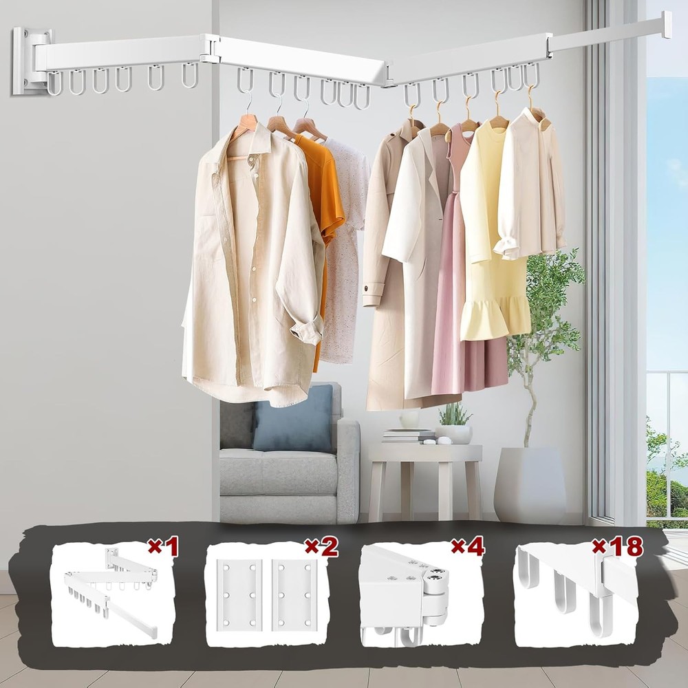Collapsible Drying Rack with 2 Pack Fixed Frame, Foldable Laundry Rack in Tri-Fo