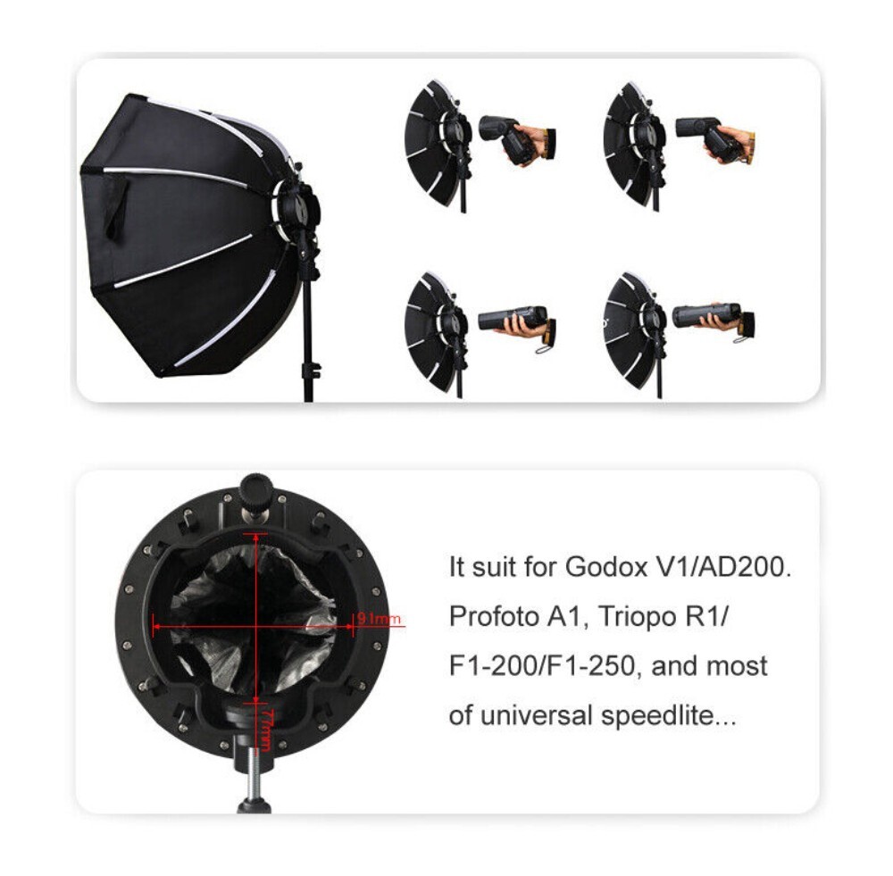 US Triopo KX90 90CM Foldable Speedlite Octagon Softbox for Godox V1 AD200 V860II