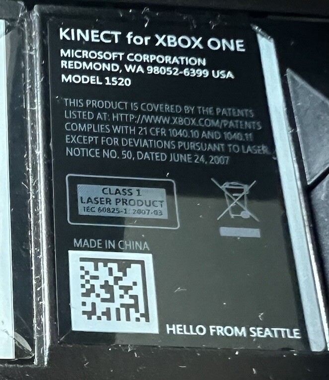 Microsoft Xbox One Kinect Connect Black Sensor Bar Model 1520