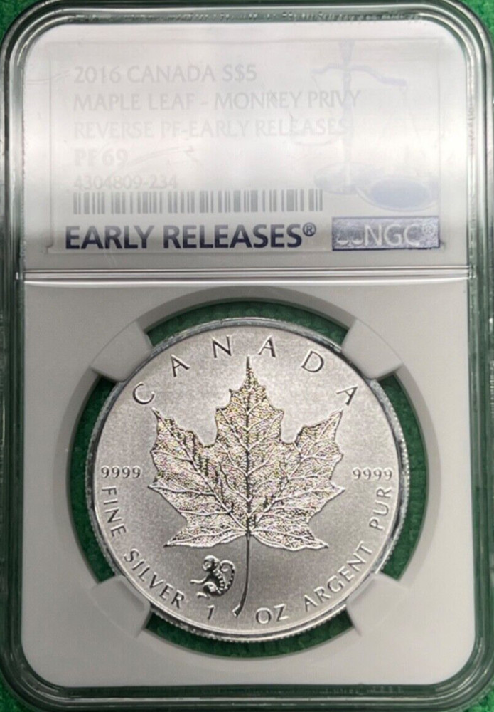 2016 Canada $5 Maple Leaf Monkey Privy Reverse Proof Early Release NGC PF 69