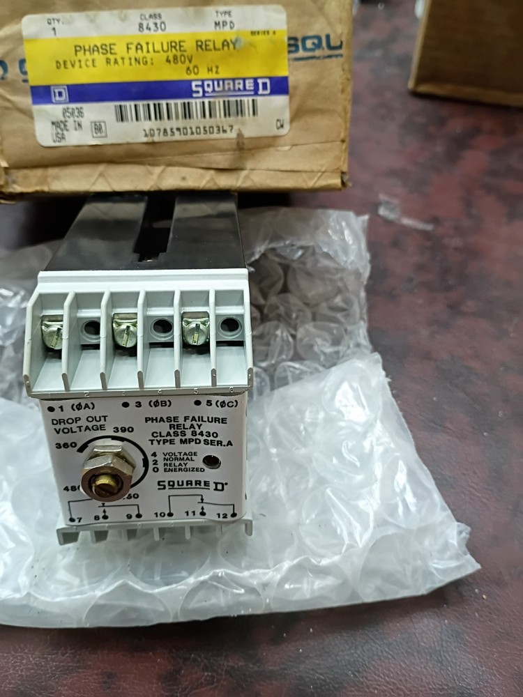 Class 8430 Phase Failure Relay Square D Type MPD 480V 60 Hz Control Prot
