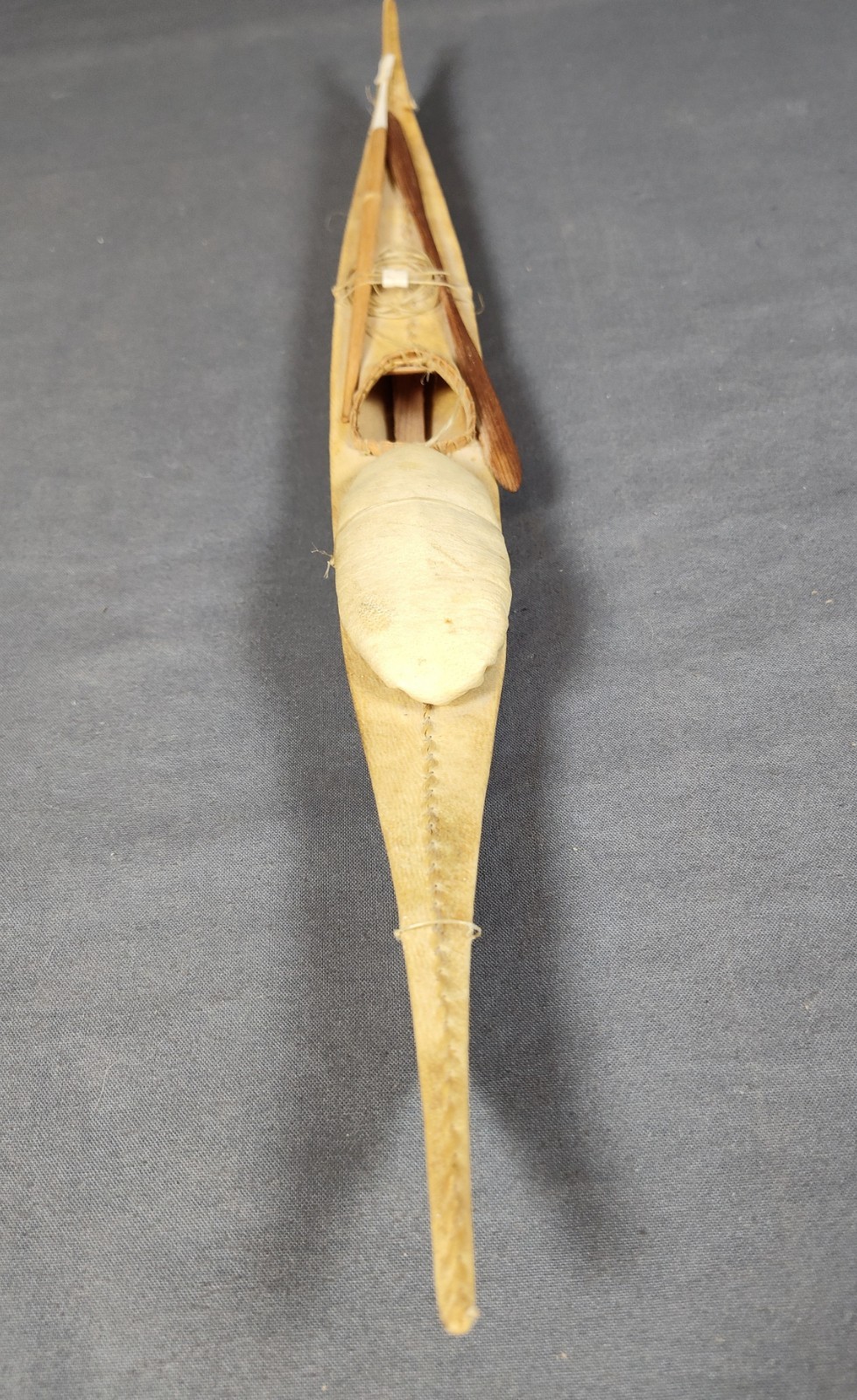 Antique Inuit Kayak Model c. 1900-1920 Authentic Detailed Handcrafted Piece 20"