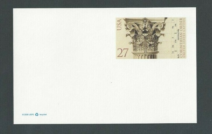 UX534 Mint Postal Card 27c Corinthian Column