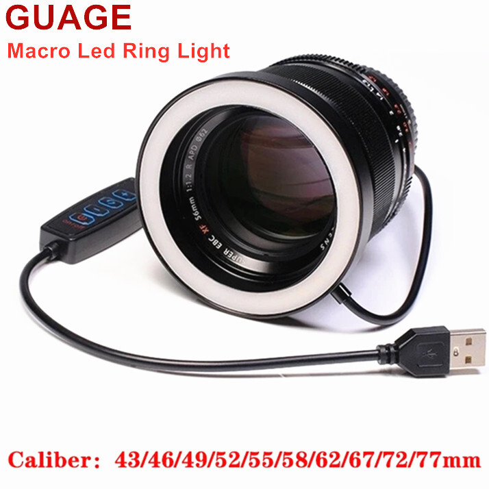 GUAGE Macro Ring Light LED Video Light USB Universal Fill Light for Camera DSLR