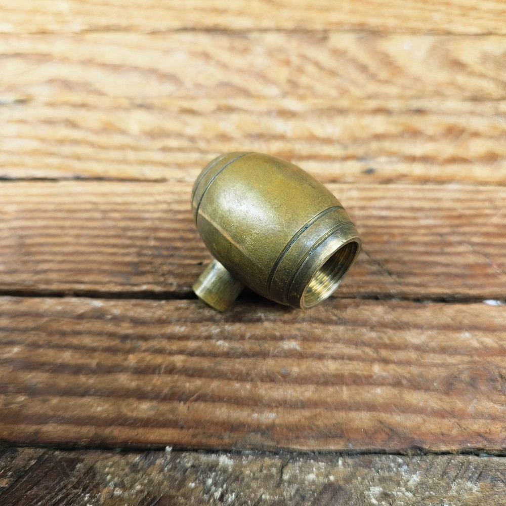 Vtg Oval Powder Horn Flask Push Button Valve Flintlock Muzzleloader