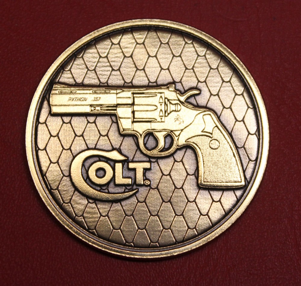 Colt Firearms Python Display Case Bronze Medallion