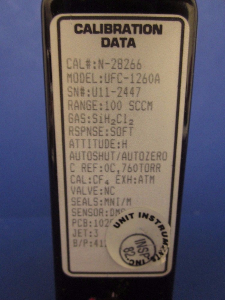 UNIT MF Mass Flow Controller UFC-1260A, 100 SCCM, SiH2Cl2, Used