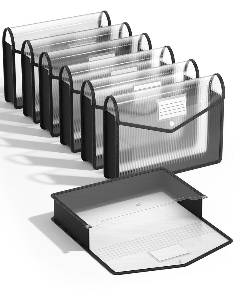 Plastic Expanding File Folder, Transparent envelopes with Snap Closure, No Di...