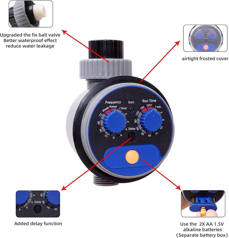 Sprinkler Water Timer Programmable Garden Zero Pressure Waterproof Blue