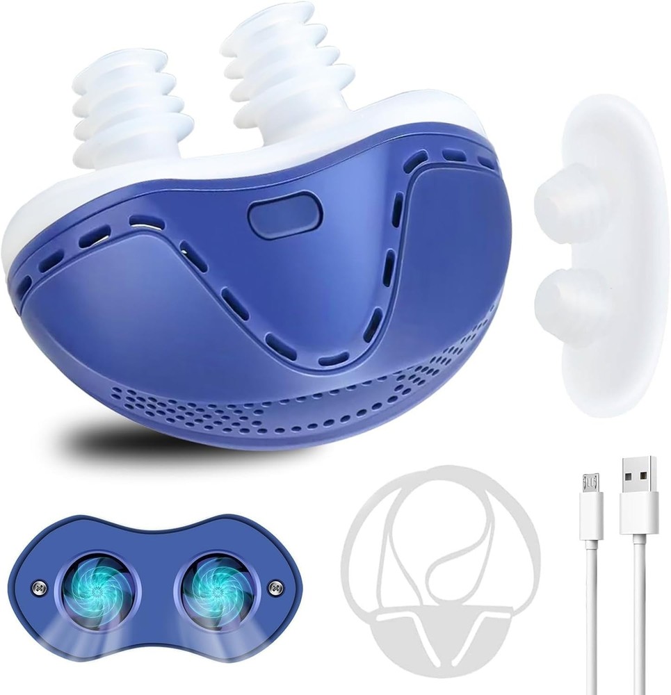 Double Vortex Anti Snoring Device, Adjustable Wind Speed Snoring Solution (Blue)