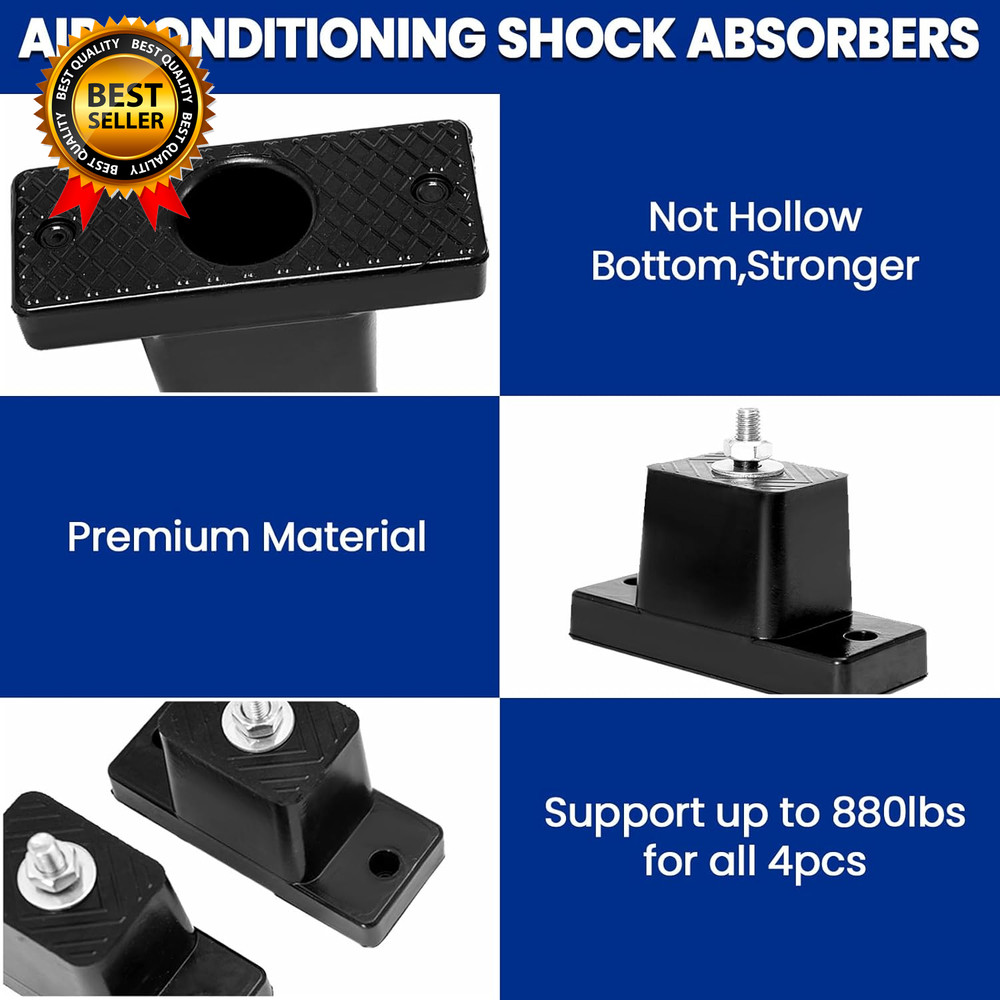 Mini Split Wall Mounting Bracket 4 Pack Rubber Vibration Isolator Mini Split Pad