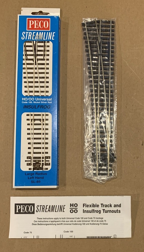 Peco Streamline HO/OO Code 100 Track SL-89 Insulfrog Large Radius Left Hand