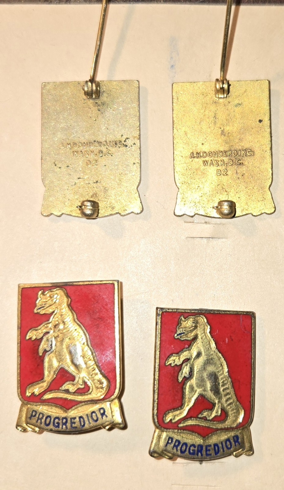 1 PAIR 630th Tank Destroyer Battalion Crest DI A.N. DONDERO PIN BACK