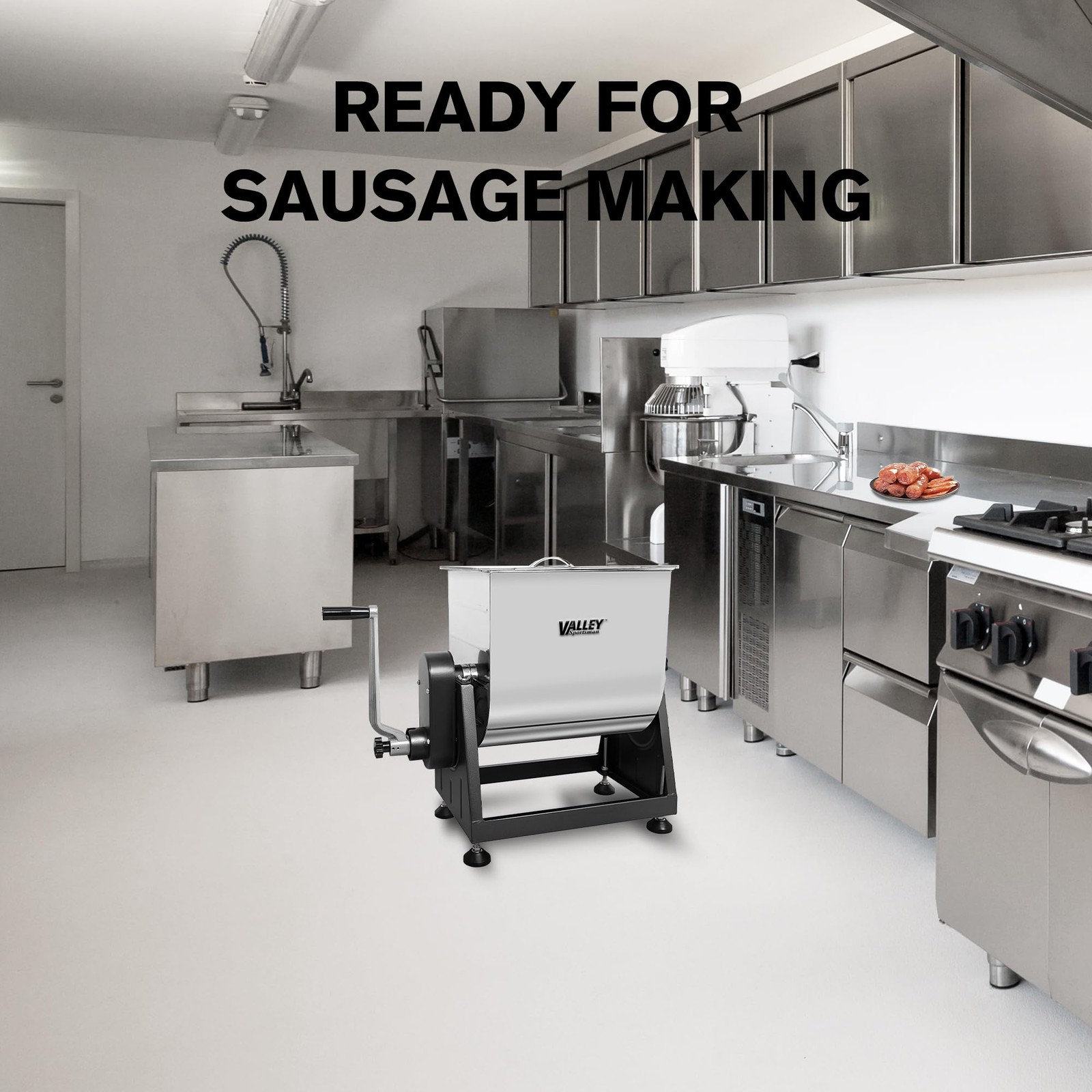 Meat Mixer, 7 Gallons/50LBS，Manually Cranked or Motorized Sausage Mixer Machi...