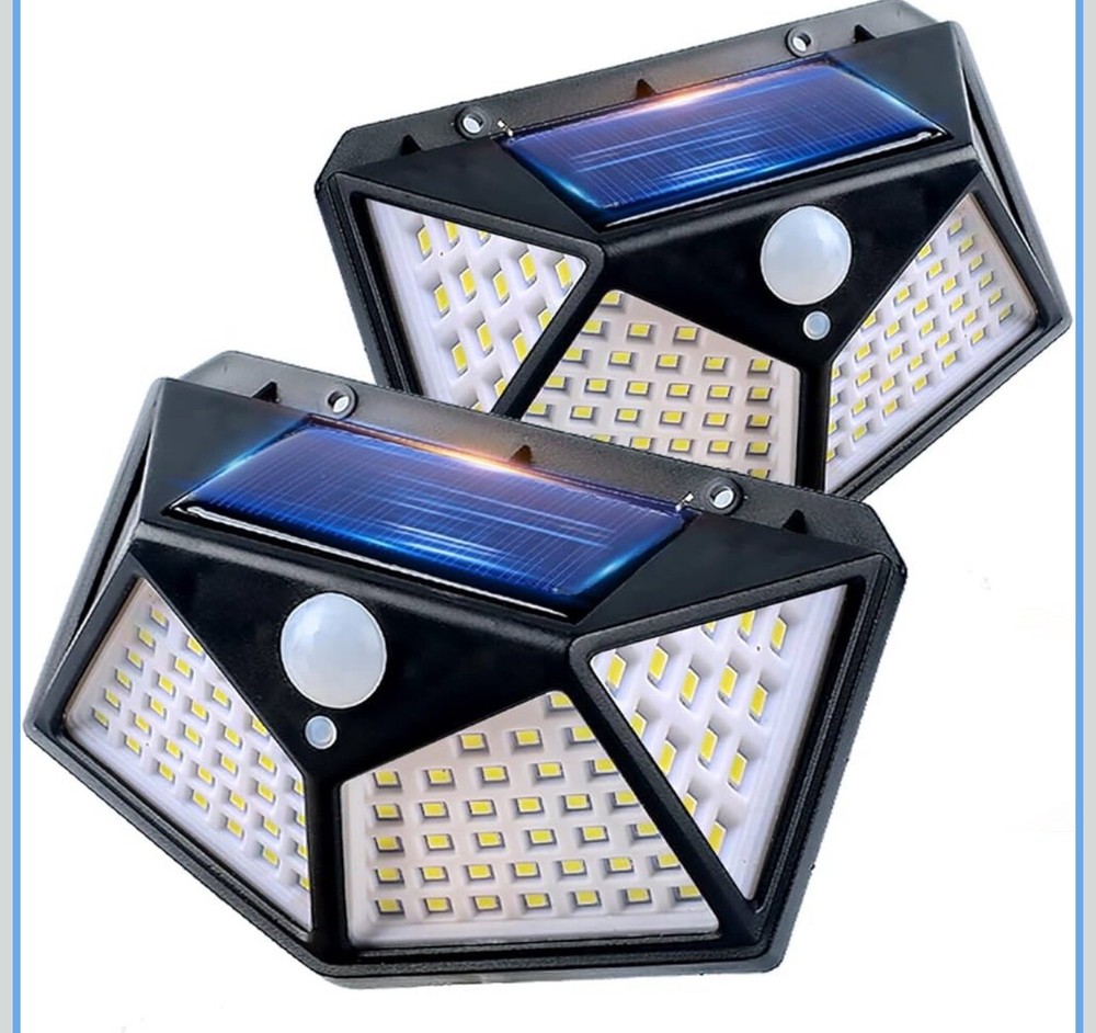 2PACK 100LED Solar Power Motion Sensor Wall Light Outdoor Garden Security Lam
