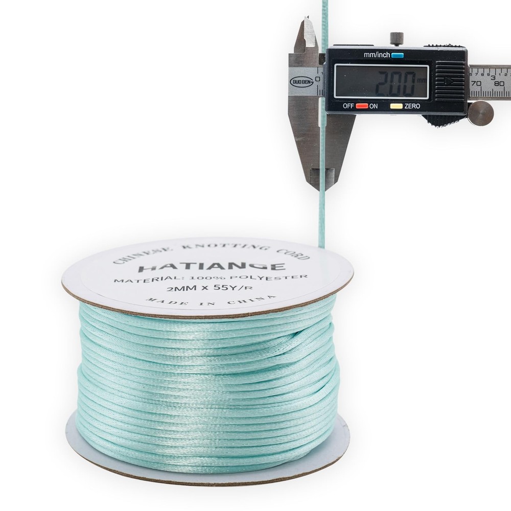 2mm Light Blue Satin Rattail Cord String for Jewelry Making