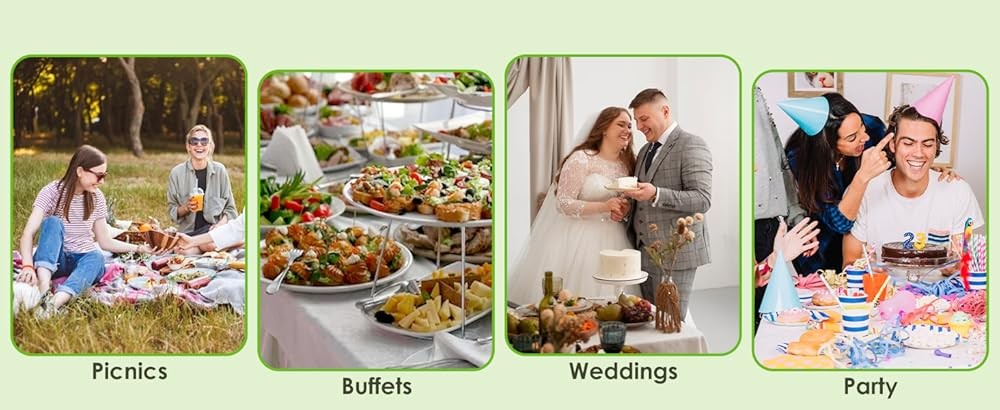 Disposable Paper Plates Set, postable Eco-friendly Dinnerware Set,