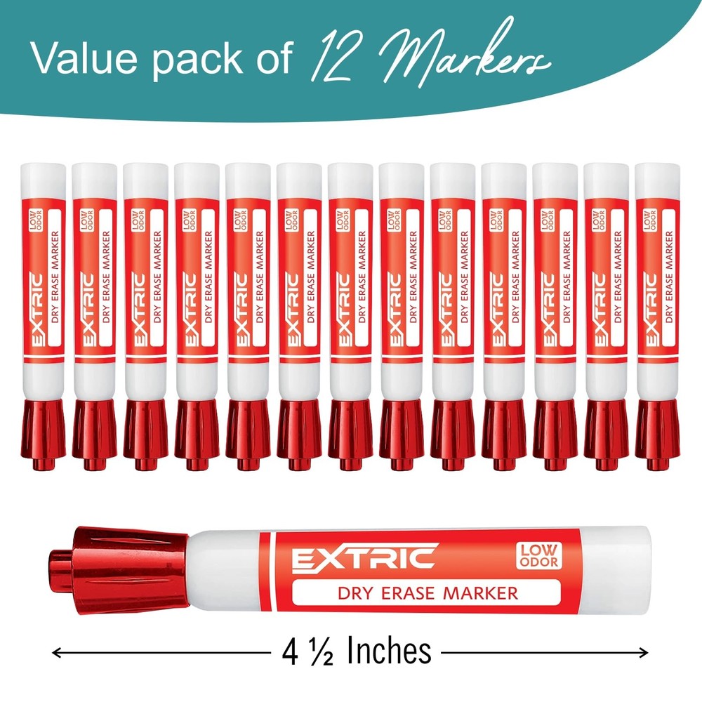 Red Dry Erase Markers, 12 Count Whiteboard Markers Chisel Tip, White Board Ma...
