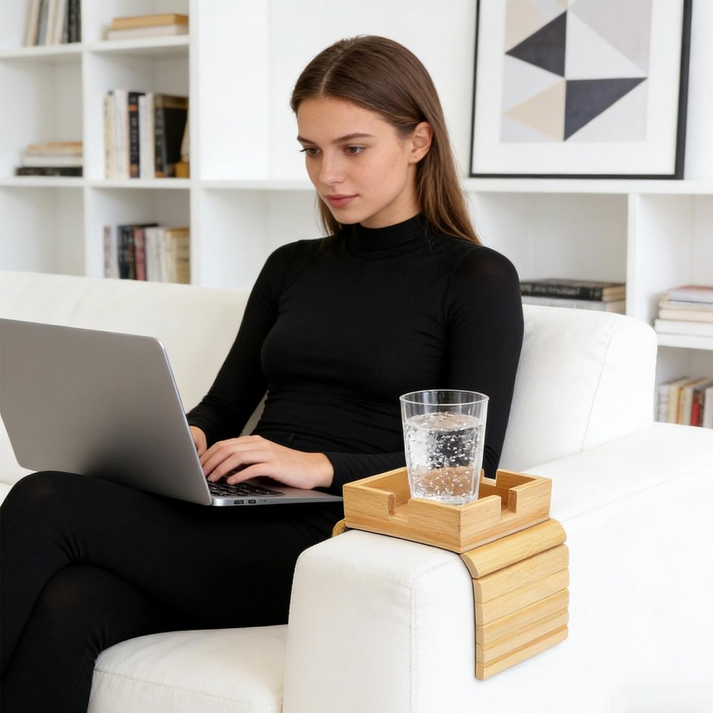 Couch Armrest Table Large-Capacity Armchair Organizer Sofa Arm Tray