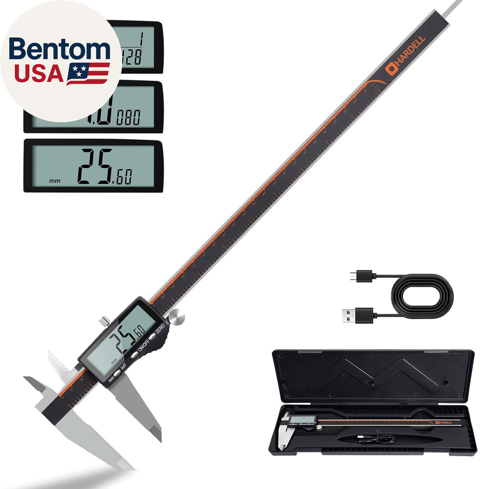 Digital Caliper 12 Inch, Rechargeable Calipers with Large LCD Screen, Stainless