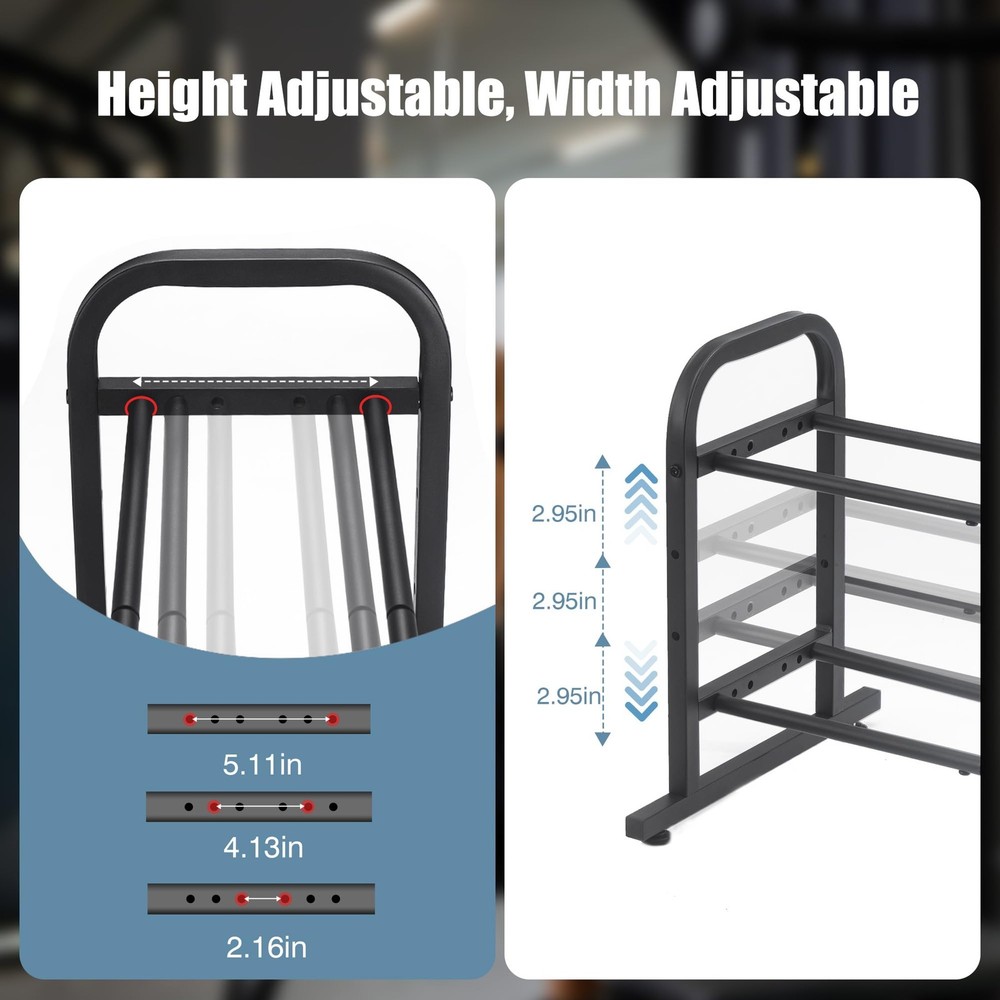 2-Tier Heavy Duty Dumbbell Rack, 180 Lbs Per Shelf Capacity, Adjustable Width...