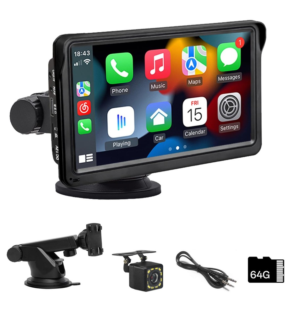 SINOVCLE 7 Inch HD IPS Touchscreen Wireless CarPlay & Android Auto, Black