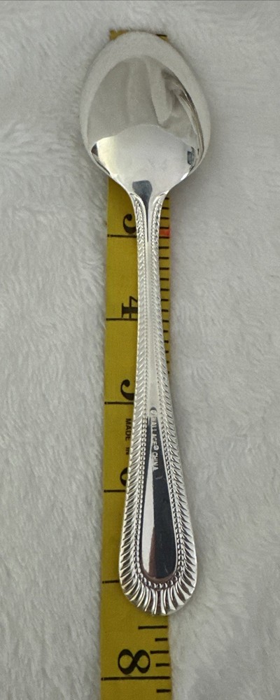 2 WALLACE Wickham Deep Silverplate Dinner Spoon Tablespoon Flatware Fan Bead 7.5