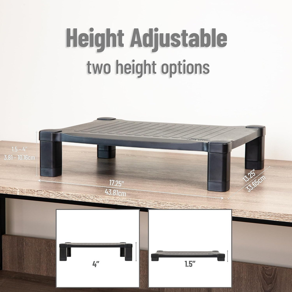 Monitor Stand, Height Adjustable, Desktop Organizer, Laptop Riser, Office, 17.25
