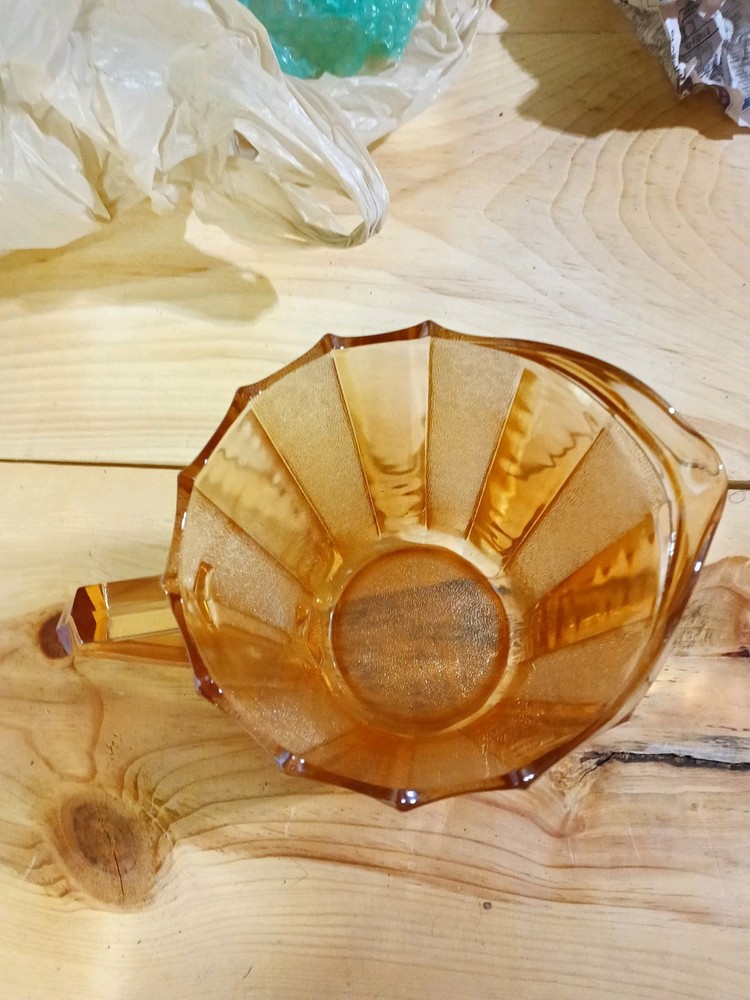 Depression Glass Dewdrop Iridescent Pitcher with Handle